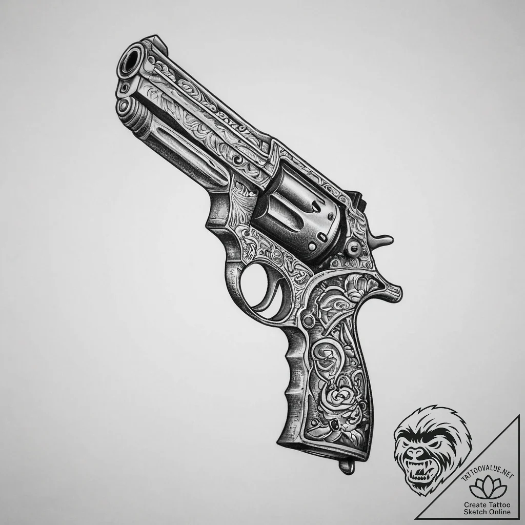 Tattoo sketch chicano пистолет, artistic tatt... - tattoo sketch (№1755956418_0, 23.08.2025 13:40) — tattoovalue.net