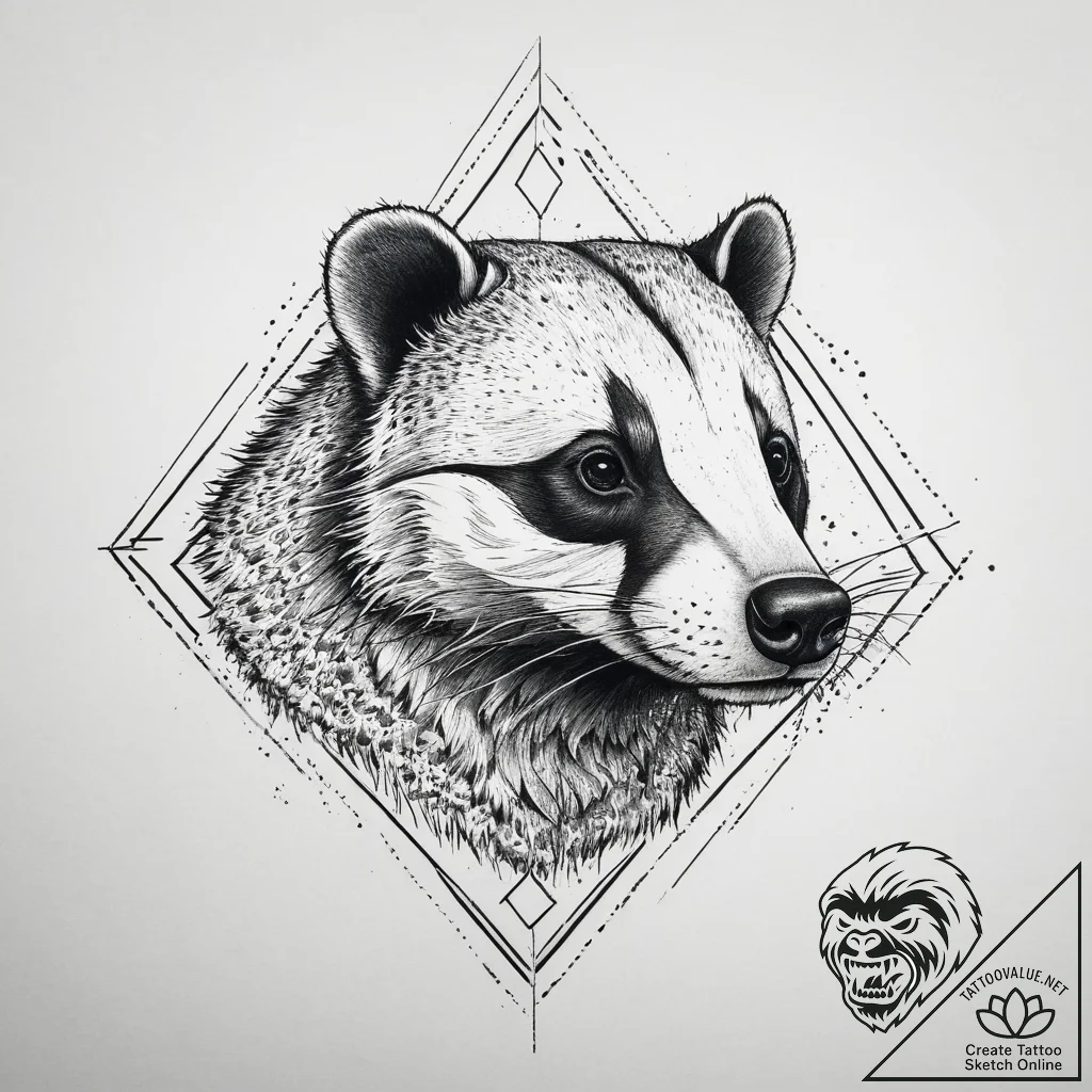 Tattoo sketch badger, concept art for tattoo,... - tattoo sketch (№1755956612_0, 23.08.2025 13:43) — tattoovalue.net