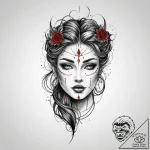 Tattoo sketch divine character, concept art f… – tattoo sketch (№1755957775_0, 23.08.2025 14:02) — tattoovalue.net