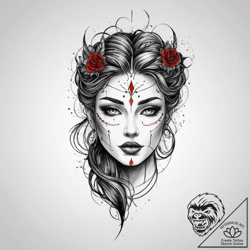 Tattoo sketch divine character, concept art f... - tattoo sketch (№1755957775_0, 23.08.2025 14:02) — tattoovalue.net