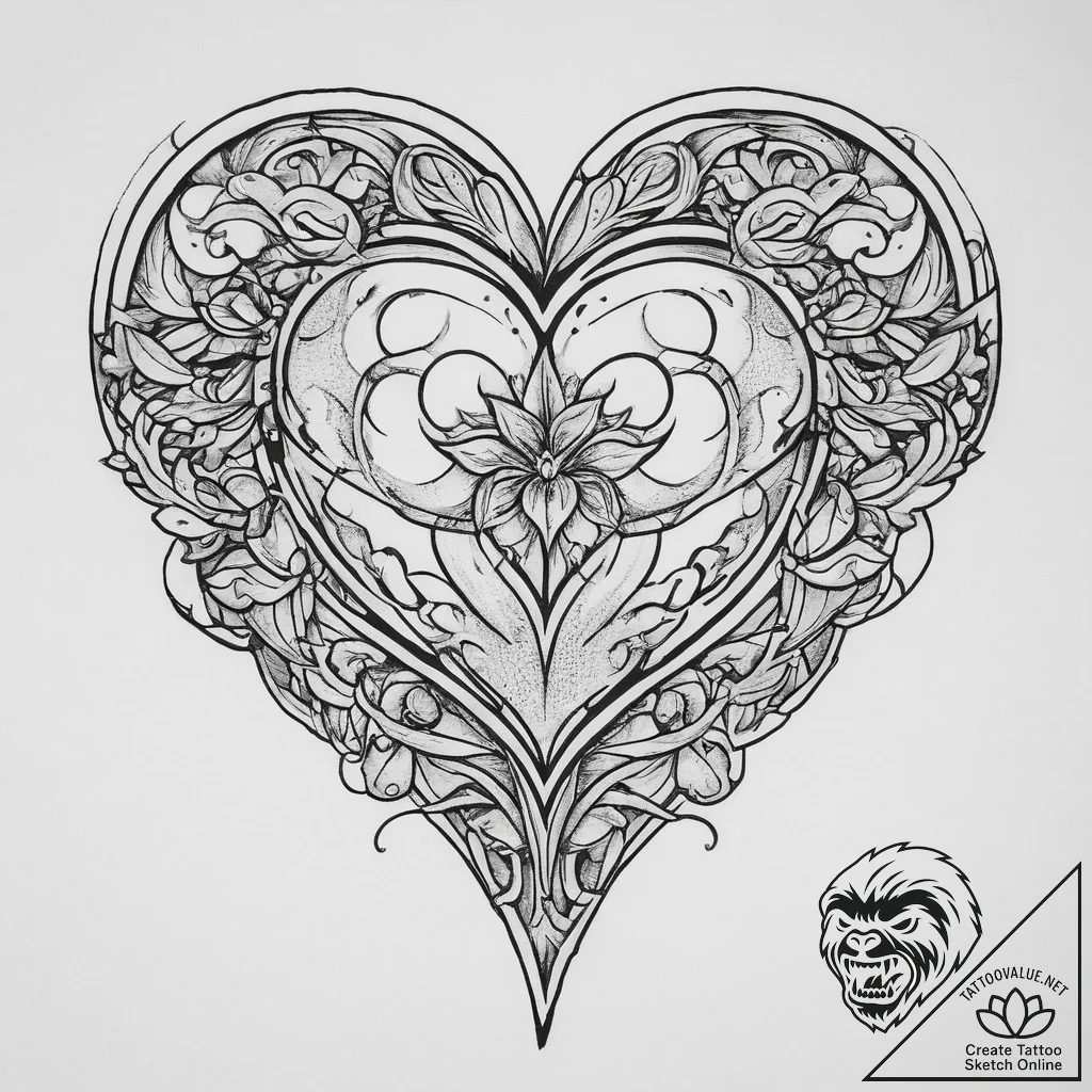 Tattoo sketch heart, tattoo drawing outline,... - tattoo sketch (№1755958743_0, 23.08.2025 14:19) — tattoovalue.net