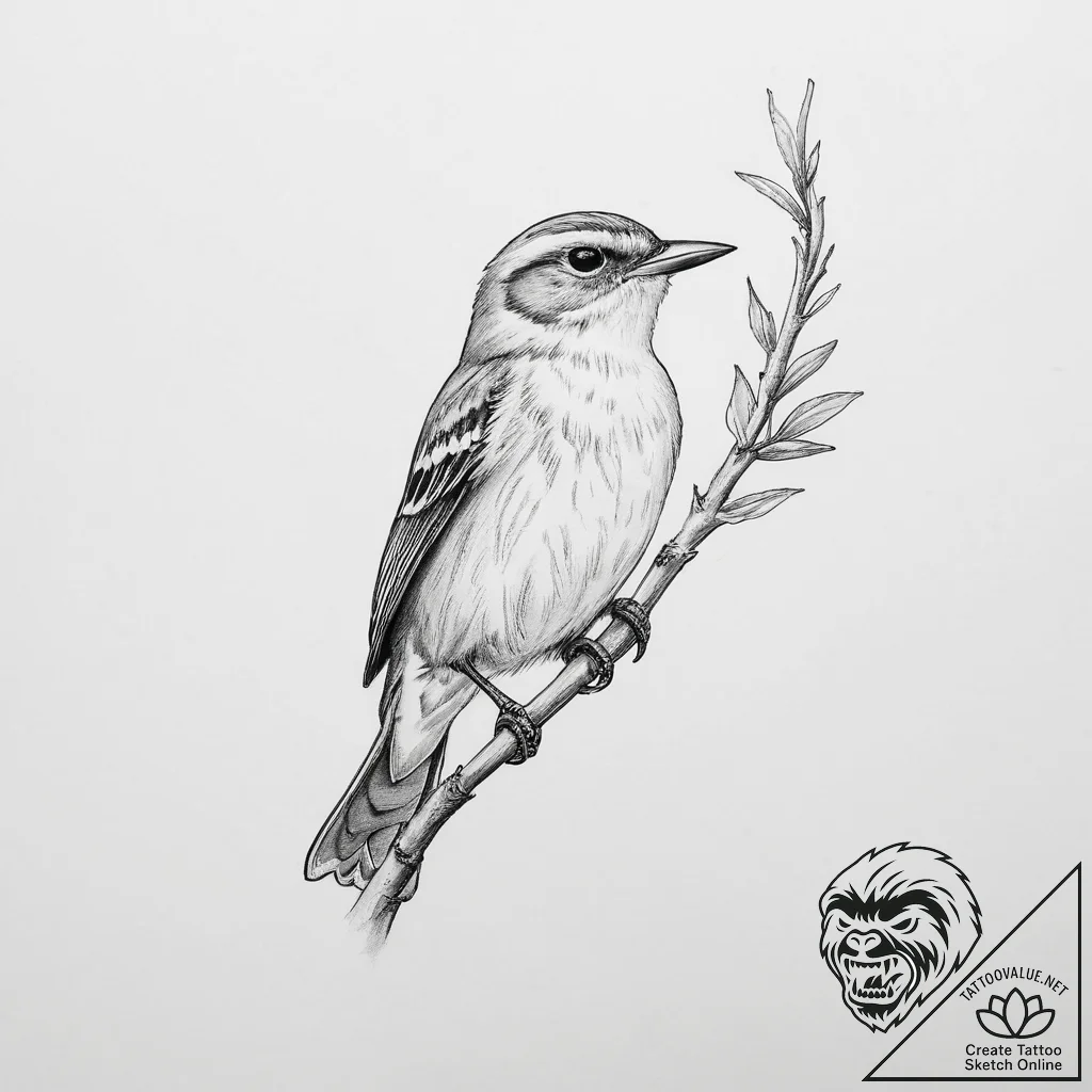 Tattoo sketch puns a warbler that says "i'm a... - tattoo sketch (№1755959129_0, 23.08.2025 14:25) — tattoovalue.net