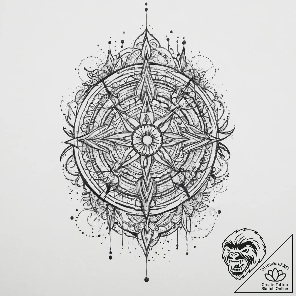 Tattoo sketch embroidery a thread and a needl... - tattoo sketch (№1755959710_0, 23.08.2025 14:35) — tattoovalue.net