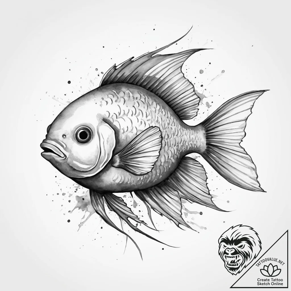 Tattoo sketch oscar fish, concept art for tat... - tattoo sketch (№1755960486_0, 23.08.2025 14:48) — tattoovalue.net