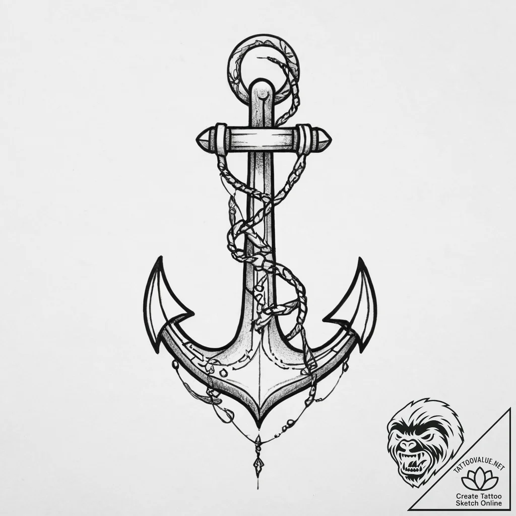 Tattoo sketch узор в виде якоря, tattoo drawi... - tattoo sketch (№1755963201_0, 23.08.2025 15:33) — tattoovalue.net