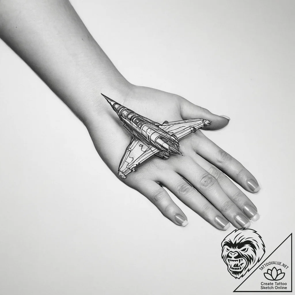 Tattoo sketch hands with a spaceship - tattoo sketch (№1755964950_0, 23.08.2025 16:02) — tattoovalue.net