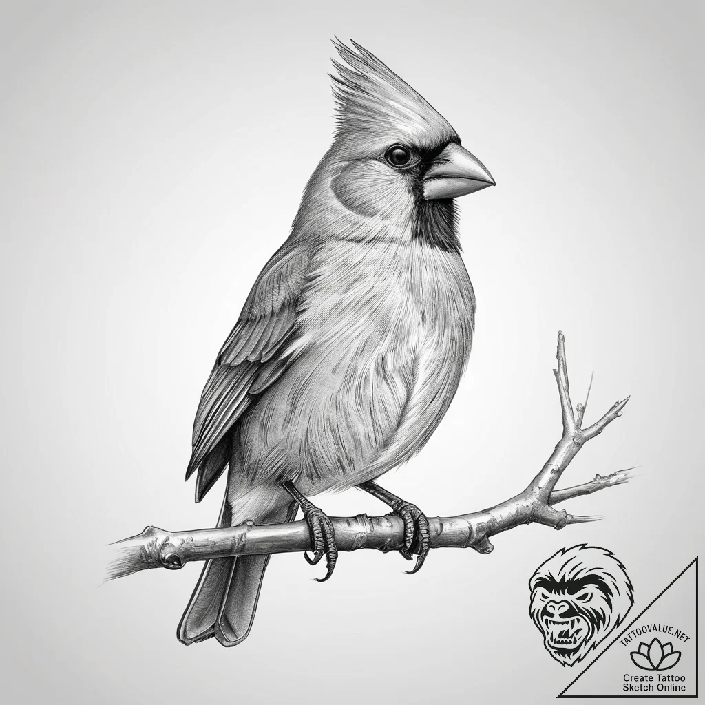 Tattoo sketch puns a cardinal that says "i'm... - tattoo sketch (№1755965143_0, 23.08.2025 16:05) — tattoovalue.net