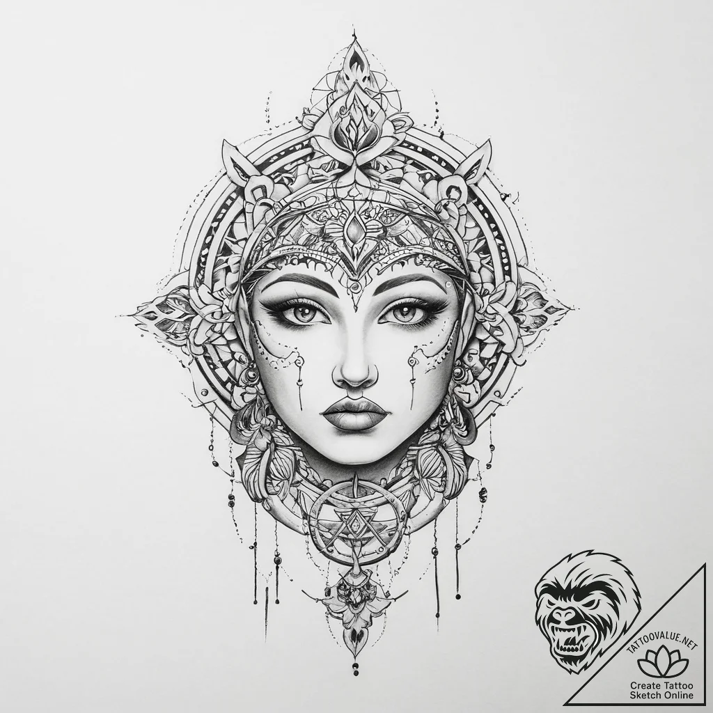 Tattoo sketch shamanic journey - tattoo sketch (№1755965336_0, 23.08.2025 16:08) — tattoovalue.net