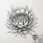 Tattoo sketch king protea flower, ink illustr… – tattoo sketch (№1755965530_0, 23.08.2025 16:12) — tattoovalue.net