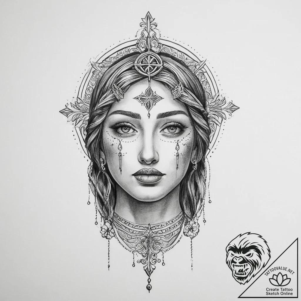 Tattoo sketch holy narrative - tattoo sketch (№1755965917_0, 23.08.2025 16:18) — tattoovalue.net