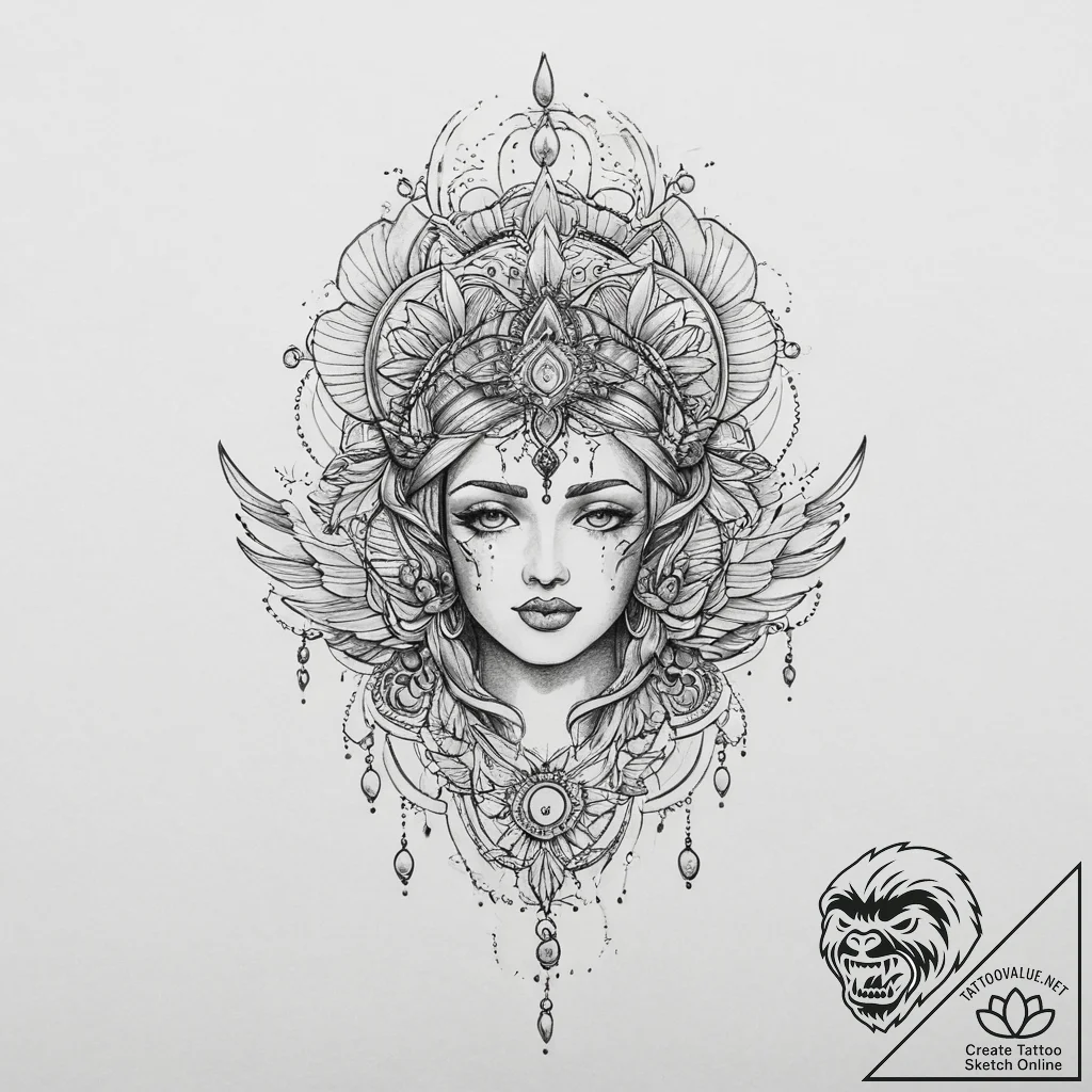 Tattoo sketch divine origin, tattoo sketch de... - tattoo sketch (№1755966700_0, 23.08.2025 16:31) — tattoovalue.net