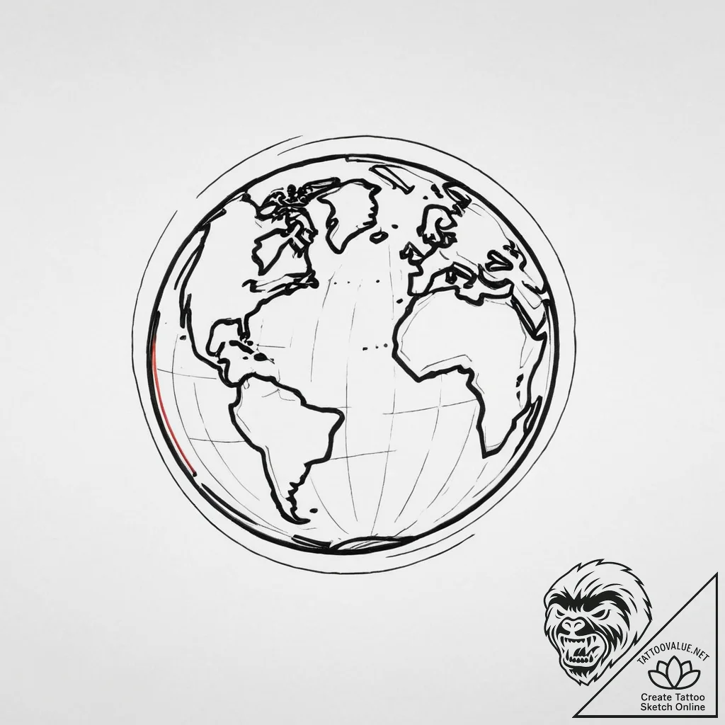 Tattoo sketch globe, concept art for tattoo,... - tattoo sketch (№1755968799_0, 23.08.2025 17:06) — tattoovalue.net