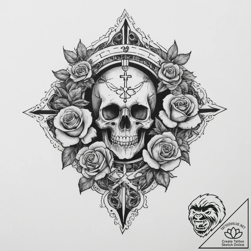 Tattoo sketch sacred space, ink illustration... - tattoo sketch (№1755969763_0, 23.08.2025 17:22) — tattoovalue.net