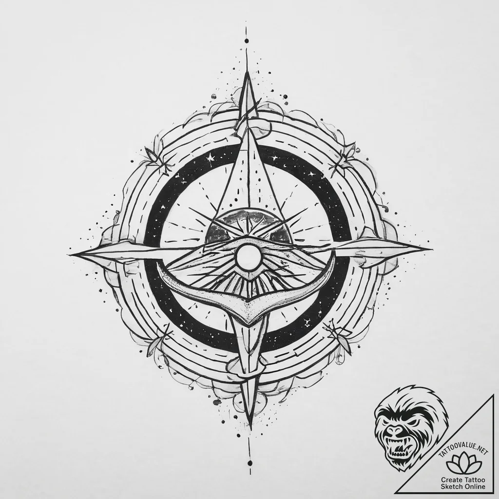 Tattoo sketch cosmic presence, artistic tatto... - tattoo sketch (№1755970159_0, 23.08.2025 17:29) — tattoovalue.net