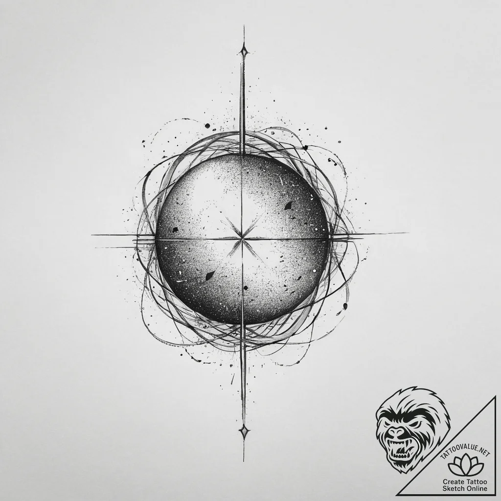 Tattoo sketch cosmic sphere, tattoo line art,... - tattoo sketch (№1755970953_0, 23.08.2025 17:42) — tattoovalue.net