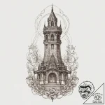 Tattoo sketch tower, tattoo line art, on a cl… – tattoo sketch (№1755971349_0, 23.08.2025 17:49) — tattoovalue.net