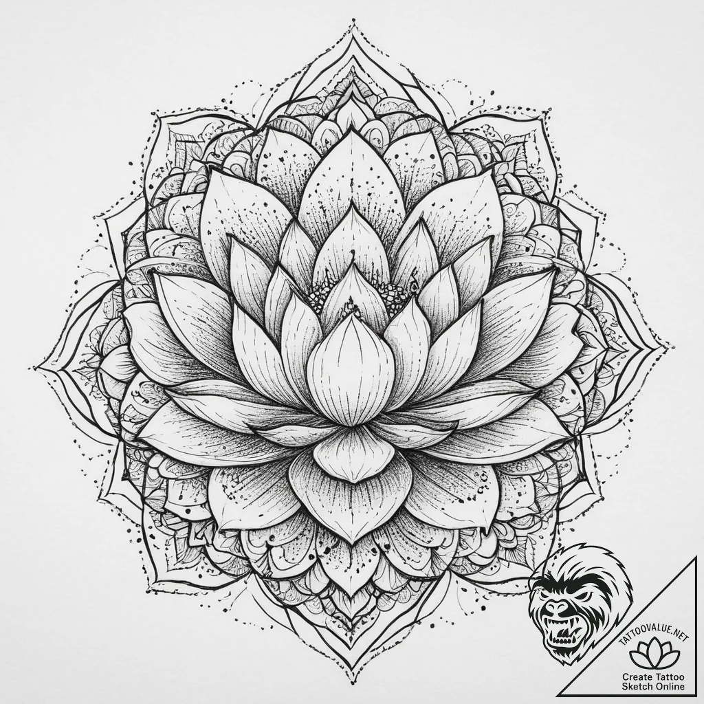 Tattoo sketch узор в виде лотоса, tattoo draw... - tattoo sketch (№1755971543_0, 23.08.2025 17:52) — tattoovalue.net