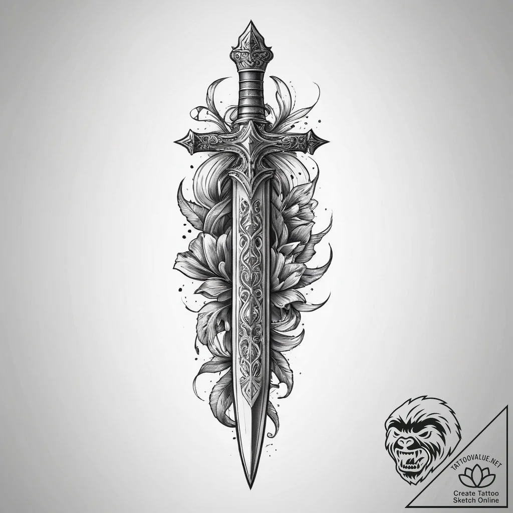 Tattoo sketch cursed dagger, tattoo line art,... - tattoo sketch (№1755972136_0, 23.08.2025 18:02) — tattoovalue.net