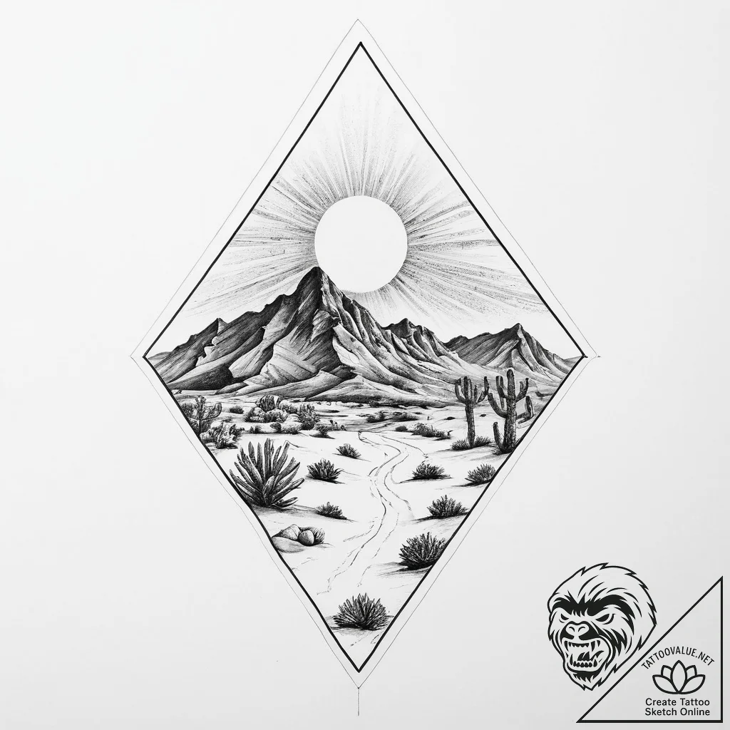 Tattoo sketch desert - tattoo sketch (№1755974108_0, 23.08.2025 18:35) — tattoovalue.net