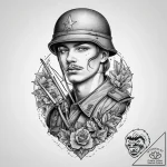 Tattoo sketch soldier with a scissors, tattoo… – tattoo sketch (№1755975093_0, 23.08.2025 18:51) — tattoovalue.net