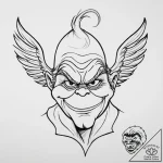 Tattoo sketch the grinch with a wing, tattoo… – tattoo sketch (№1755975291_0, 23.08.2025 18:54) — tattoovalue.net