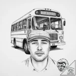 Tattoo sketch bus driver a person with a bus… – tattoo sketch (№1755976870_0, 23.08.2025 19:21) — tattoovalue.net