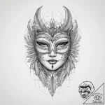 Tattoo sketch feathered mask tattoo, tattoo d… – tattoo sketch (№1755979729_0, 23.08.2025 20:08) — tattoovalue.net