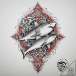 Tattoo sketch soldier with a shark, tattoo fl… – tattoo sketch (№1755979926_0, 23.08.2025 20:12) — tattoovalue.net