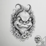 Tattoo sketch the grinch with a horn, tattoo… – tattoo sketch (№1755980322_0, 23.08.2025 20:18) — tattoovalue.net