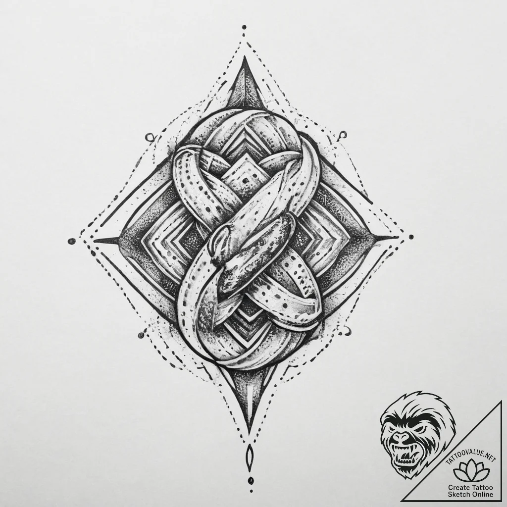 Tattoo sketch hands with a knot, tattoo flash... - tattoo sketch (№1755981309_0, 23.08.2025 20:35) — tattoovalue.net