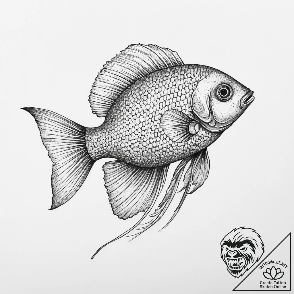 Tattoo sketch gourami, artistic tattoo sketch... - tattoo sketch (№1755982102_0, 23.08.2025 20:48) — tattoovalue.net