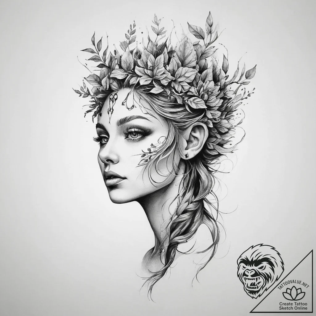 Tattoo sketch dryad tattoo - tattoo sketch (№1755982890_0, 23.08.2025 21:01) — tattoovalue.net