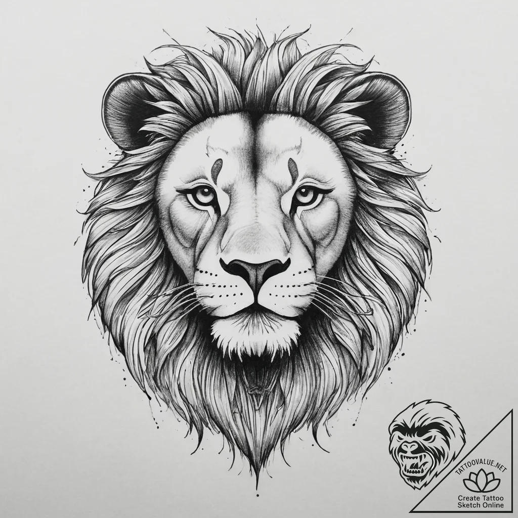 Tattoo sketch lion, tattoo drawing outline, b... - tattoo sketch (№1755983677_0, 23.08.2025 21:14) — tattoovalue.net