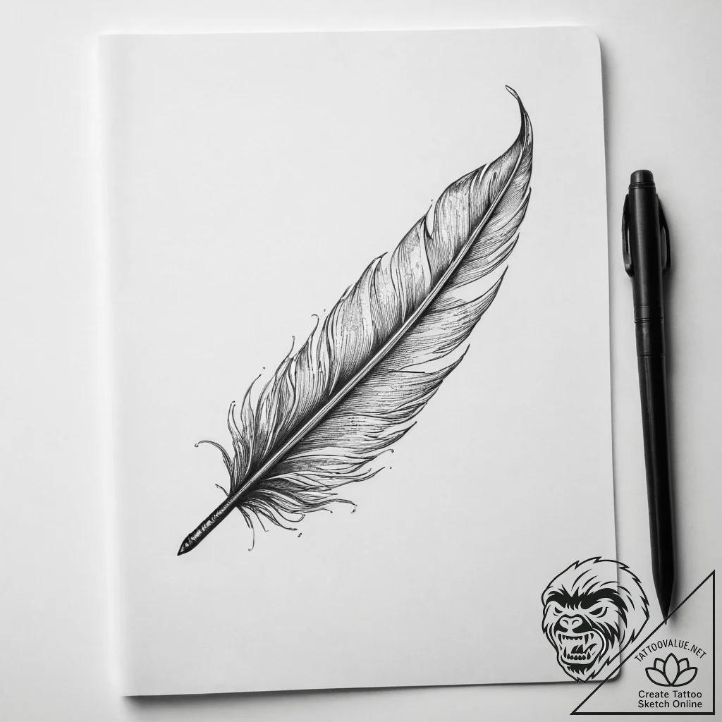 Tattoo sketch old book with a quill - tattoo sketch (№1755984073_0, 23.08.2025 21:21) — tattoovalue.net