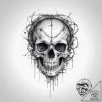 Tattoo sketch череп с колючей проволокой, tat… – tattoo sketch (№1755984470_0, 23.08.2025 21:27) — tattoovalue.net