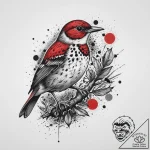 Tattoo sketch wood thrush, concept art for ta… – tattoo sketch (№1755985074_0, 23.08.2025 21:37) — tattoovalue.net