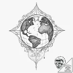Tattoo sketch cosmic earth, ink illustration… – tattoo sketch (№1755986257_0, 23.08.2025 21:57) — tattoovalue.net