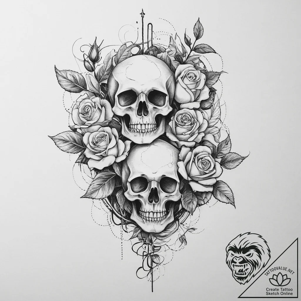 Tattoo sketch honeysuckle flower, ink illustr... - tattoo sketch (№1755986662_0, 23.08.2025 22:04) — tattoovalue.net
