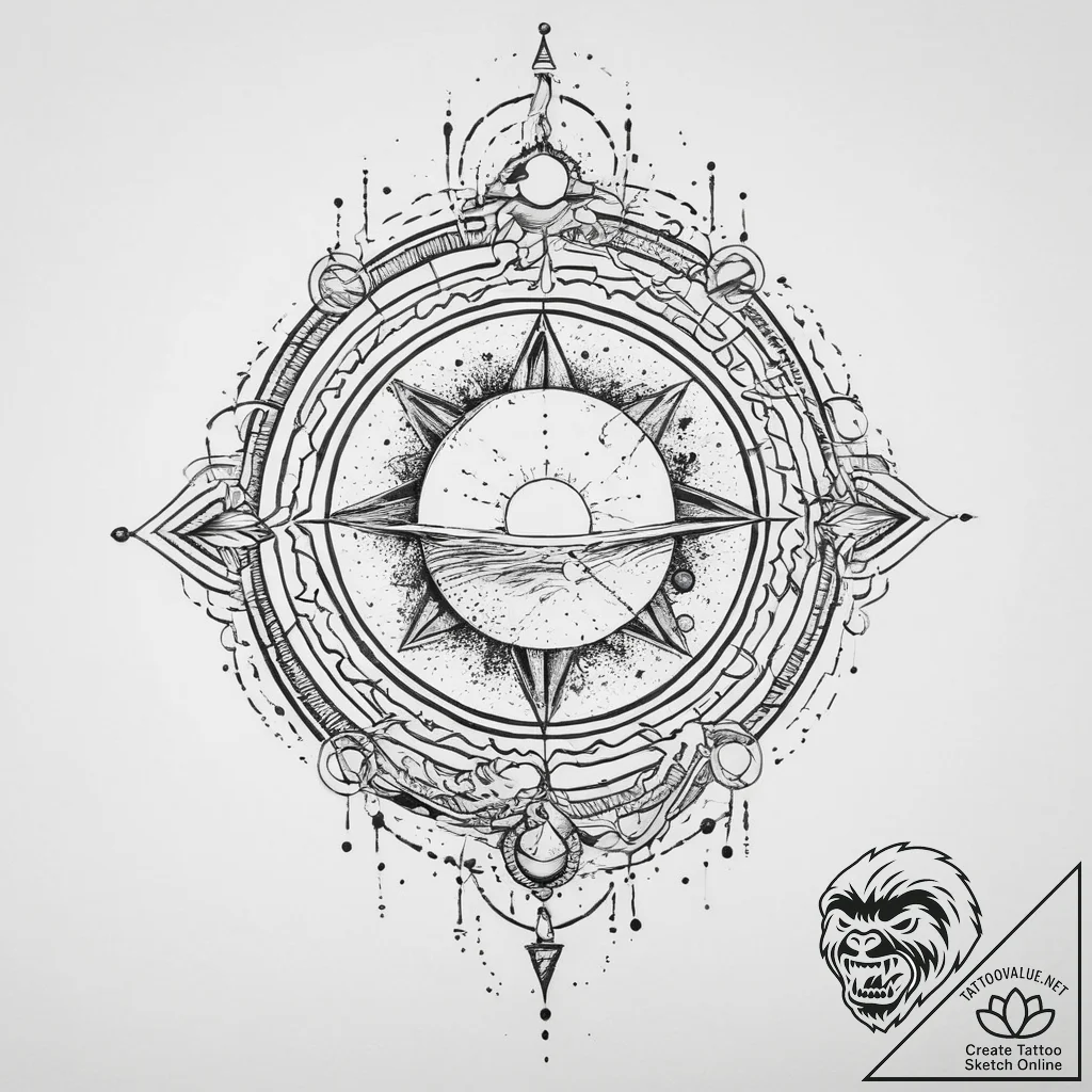 Tattoo sketch cosmic existence, concept art f... - tattoo sketch (№1755986860_0, 23.08.2025 22:07) — tattoovalue.net