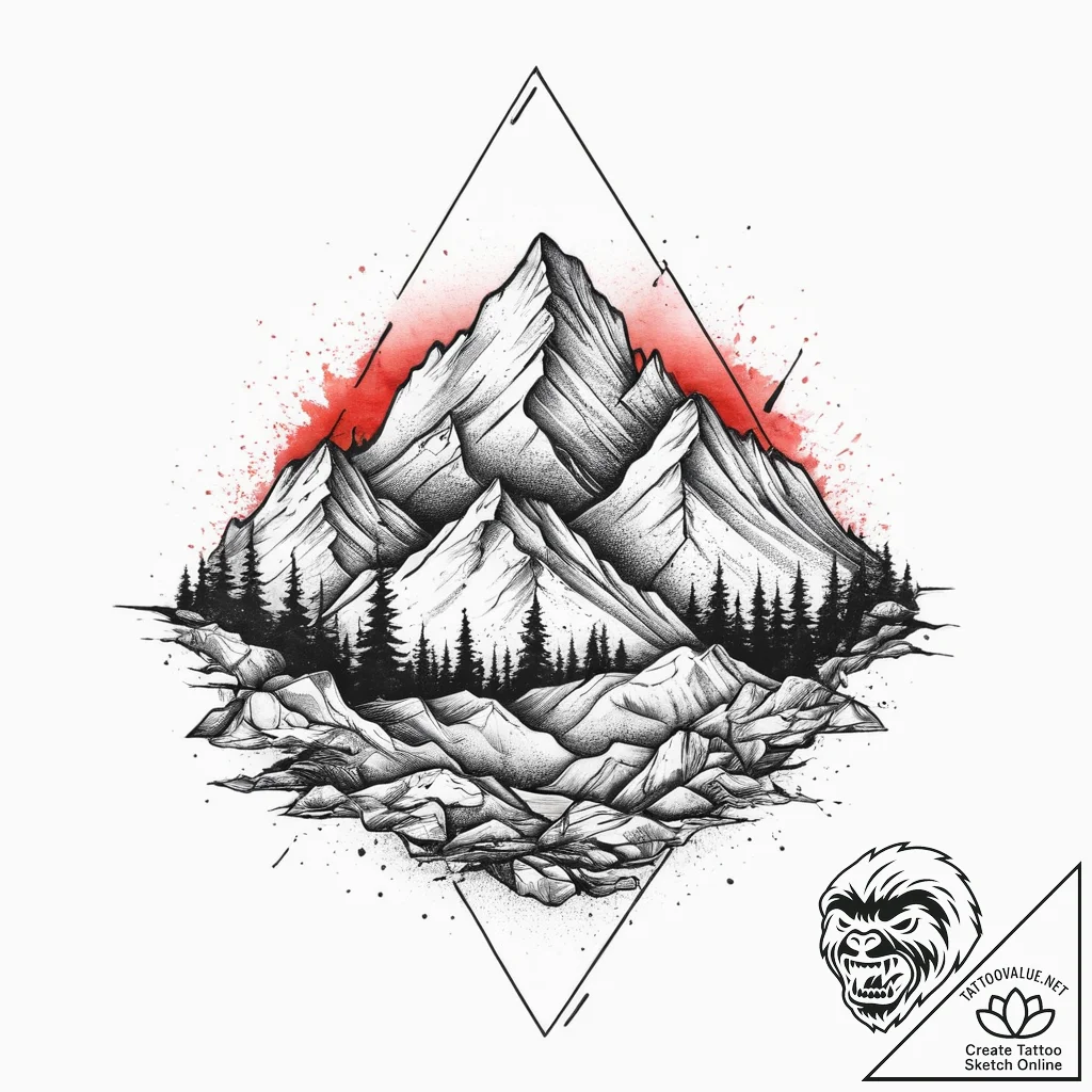 Tattoo sketch graphic горы, ink illustration... - tattoo sketch (№1755987457_0, 23.08.2025 22:17) — tattoovalue.net
