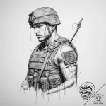 Tattoo sketch soldier with a thread – tattoo sketch (№1755988055_0, 23.08.2025 22:27) — tattoovalue.net