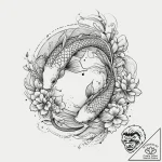 Tattoo sketch koi fish and lotus, ink illustr… – tattoo sketch (№1755988252_0, 23.08.2025 22:30) — tattoovalue.net