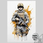 Tattoo sketch soldier with a gold, ink illust… – tattoo sketch (№1755988456_0, 23.08.2025 22:34) — tattoovalue.net