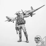 Tattoo sketch soldier with a plane – tattoo sketch (№1755989060_0, 23.08.2025 22:44) — tattoovalue.net