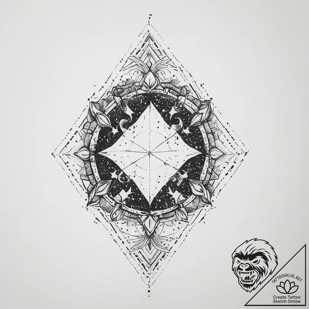 Tattoo sketch cosmic tale, concept art for ta... - tattoo sketch (№1755990668_0, 23.08.2025 23:11) — tattoovalue.net