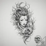 Tattoo sketch dryad in a tree, concept art fo… – tattoo sketch (№1755991271_0, 23.08.2025 23:21) — tattoovalue.net