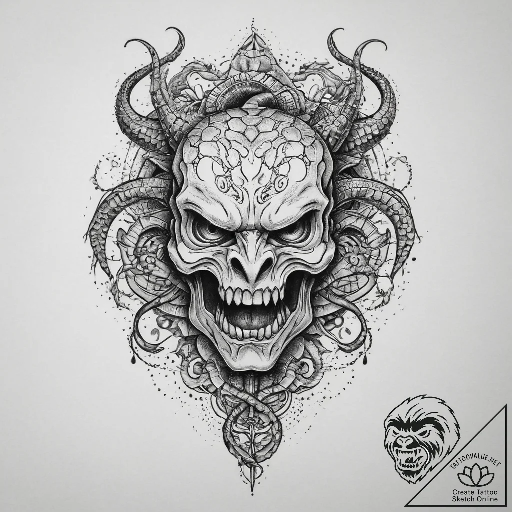 Tattoo sketch hydra head, tattoo flash sheet... - tattoo sketch (№1755992477_0, 23.08.2025 23:41) — tattoovalue.net