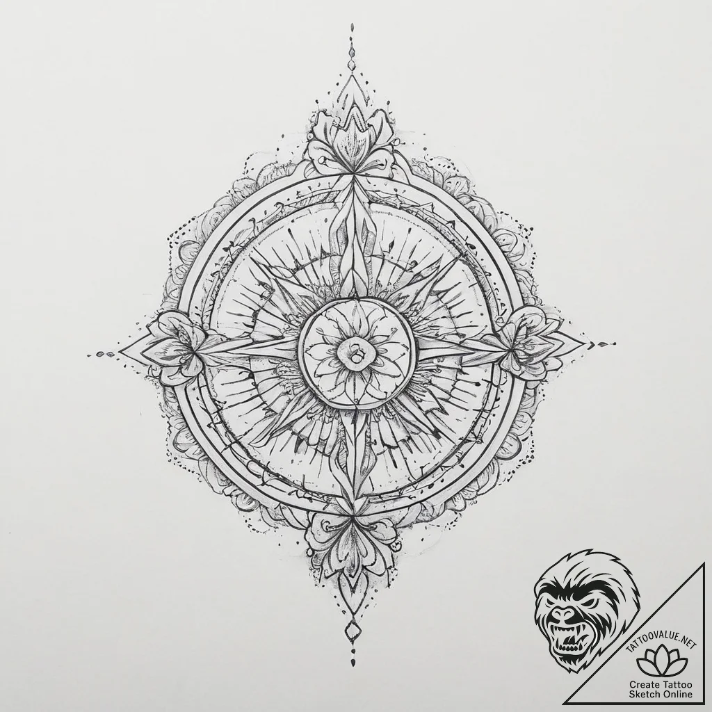 Tattoo sketch blessed serenity, artistic tatt... - tattoo sketch (№1755993497_0, 23.08.2025 23:58) — tattoovalue.net