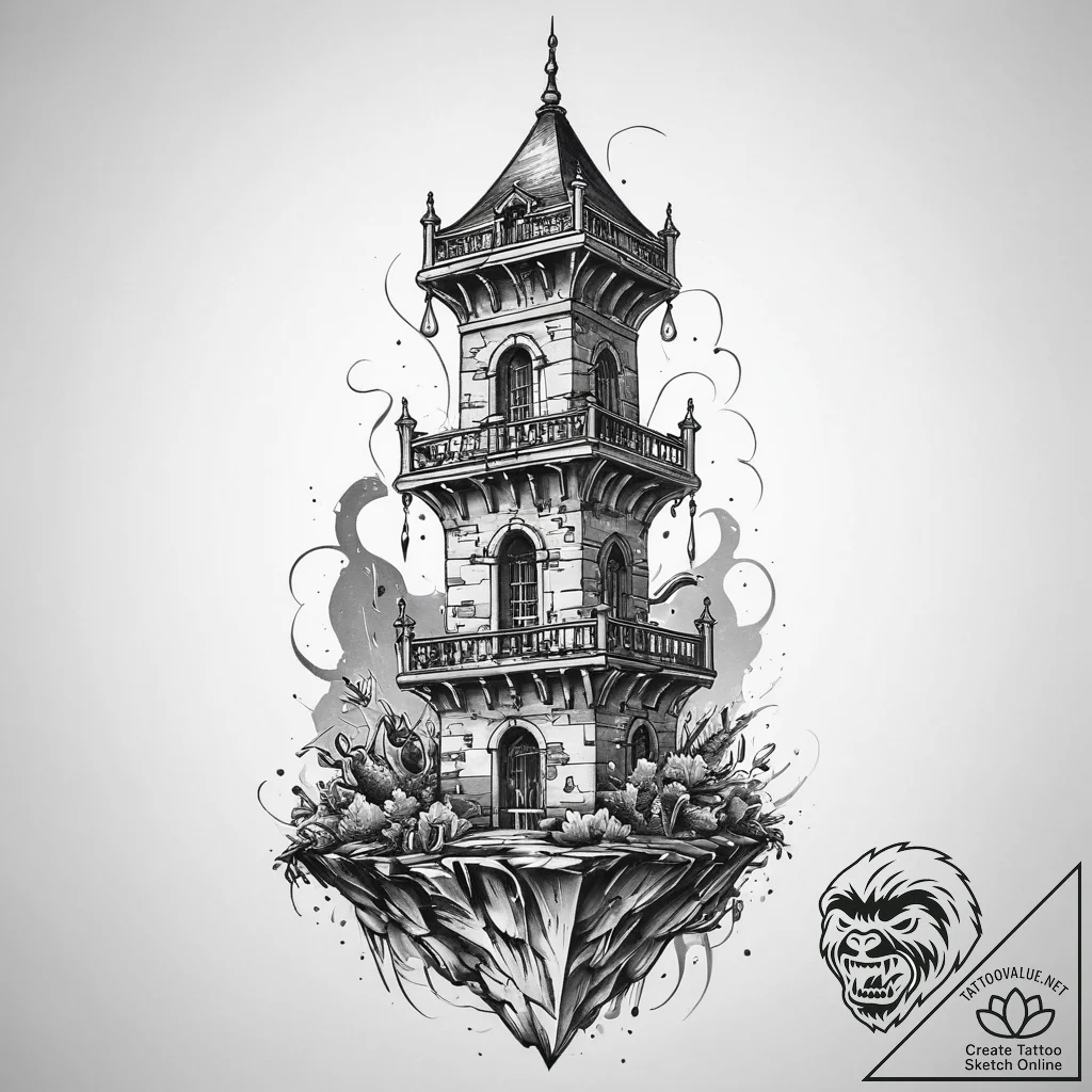 Tattoo sketch tower, tattoo sketch design, cl... - tattoo sketch (№1755993895_0, 24.08.2025 00:04) — tattoovalue.net