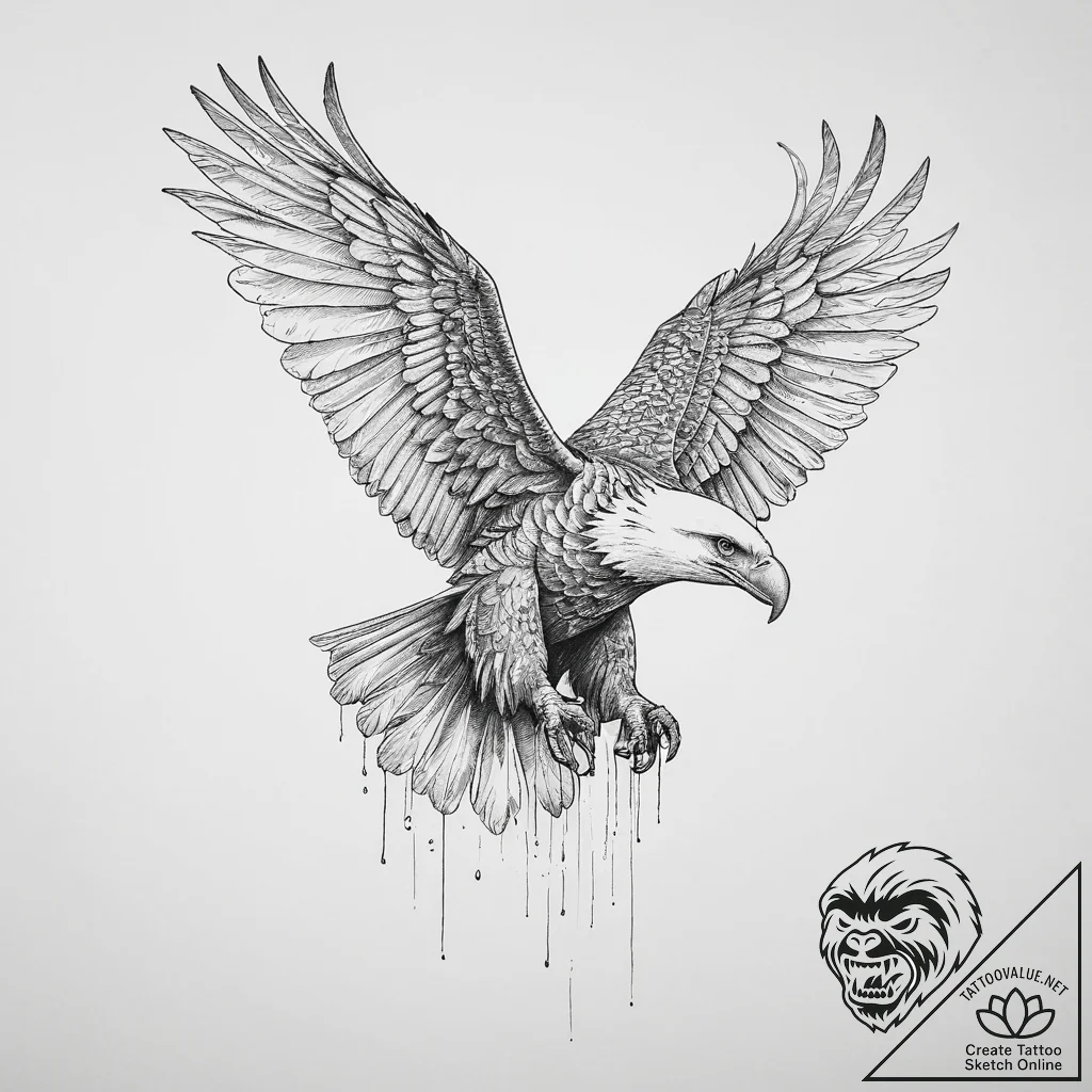 Tattoo sketch hands with an eagle, concept ar... - tattoo sketch (№1755995295_0, 24.08.2025 00:28) — tattoovalue.net